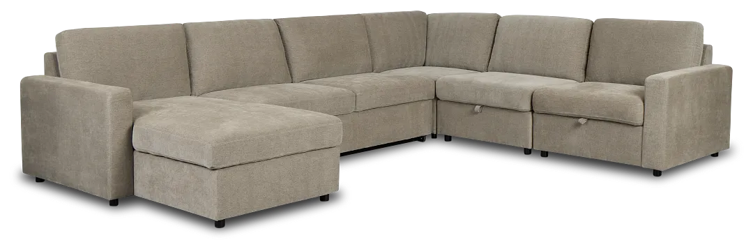 Addie Gray Fabric Medium Left Chaise Storage Sleeper Sectional