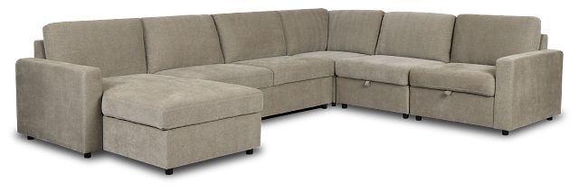 Addie Gray Fabric Medium Left Chaise Storage Sleeper Sectional