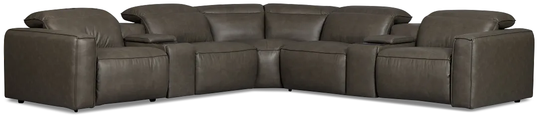 Ryland Dark Gray Lthr/vinyl Large Dual Power Reclining Two-arm Sectional