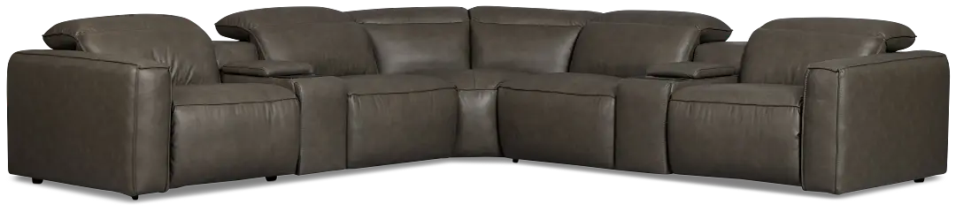 Ryland Dark Gray Lthr/vinyl Large Dual Power Reclining Two-arm Sectional Ryland Dark Gray Lthr/vinyl Large Dual Power Reclining Two-arm Sectional