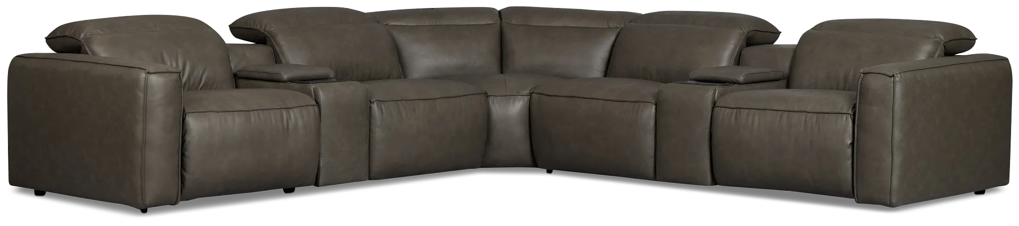 Ryland Dark Gray Lthr/vinyl Large Dual Power Reclining Two-arm Sectional