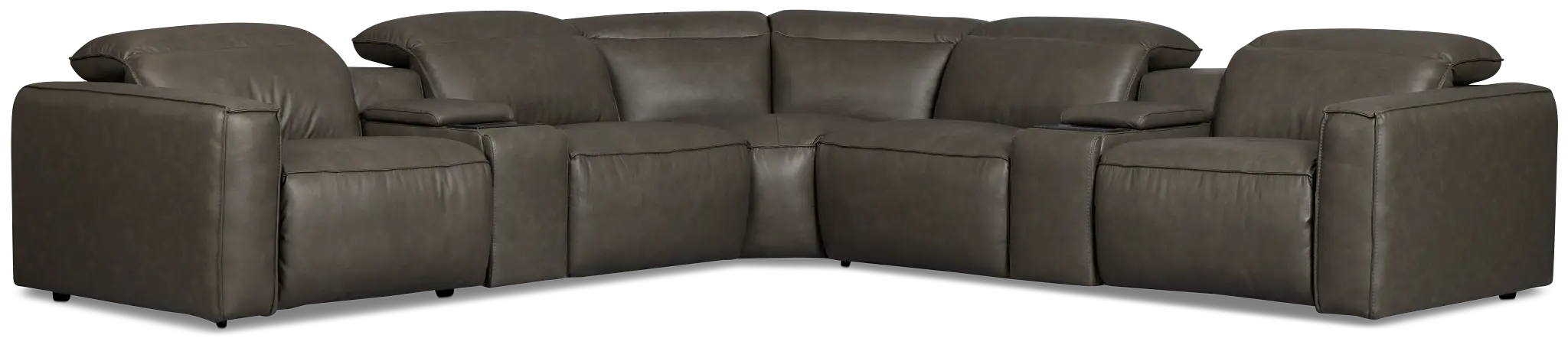 Ryland Dark Gray Lthr/vinyl Large Dual Power Reclining Two-arm Sectional Ryland Dark Gray Lthr/vinyl Large Dual Power Reclining Two-arm Sectional