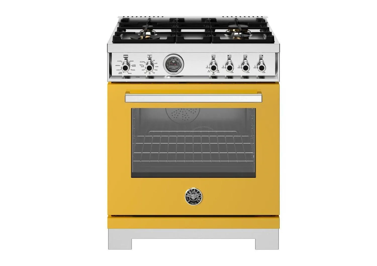 Bertazzoni 304 Series Yellow 30" Dual Fuel Range