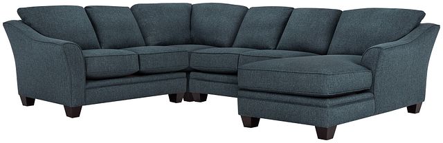 Avery Dark Blue Fabric Medium Right Chaise Sectional