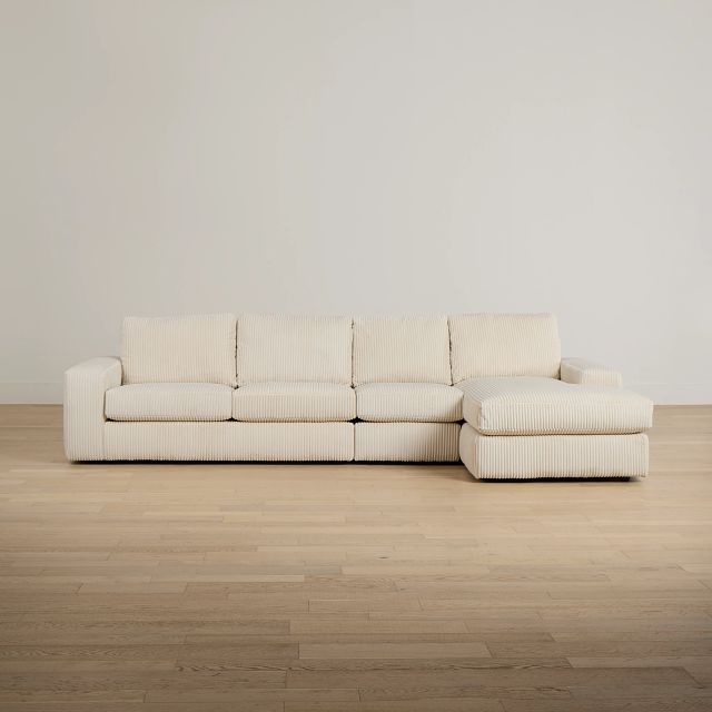Charlie Ivory Fabric Small Right Chaise Sectional