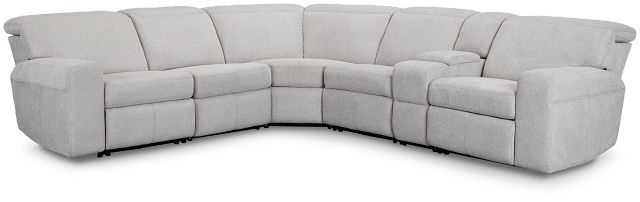 Callum Light Gray Fabric Medium Triple Power 2-arm Sectional