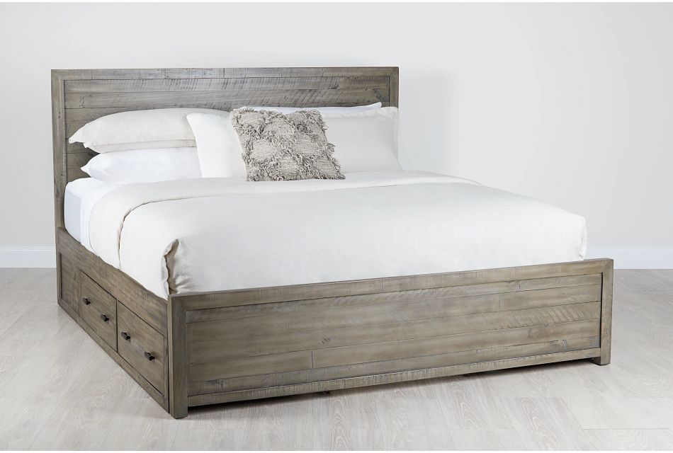 Seattle Gray Wood Platform Storage Bed