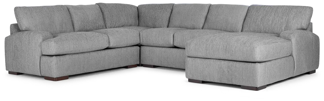 Alpha Light Gray Fabric Medium Right Chaise Sectional