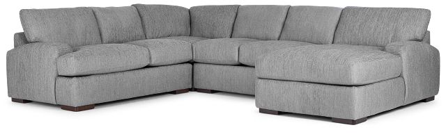 Alpha Light Gray Fabric Medium Right Chaise Sectional