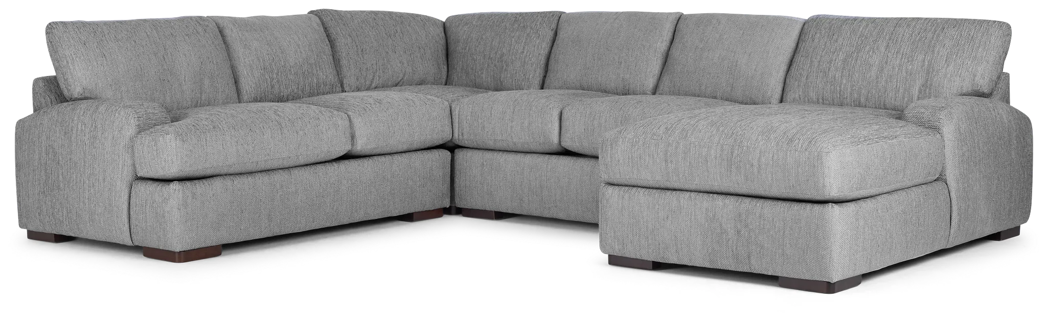 Alpha Light Gray Fabric Medium Right Chaise Sectional