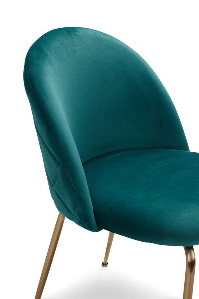 Capri Dark Teal Upholstered Side Chair W/ Gold Legs (4)