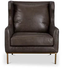 Cassian Dark Gray Leather Accent Chair