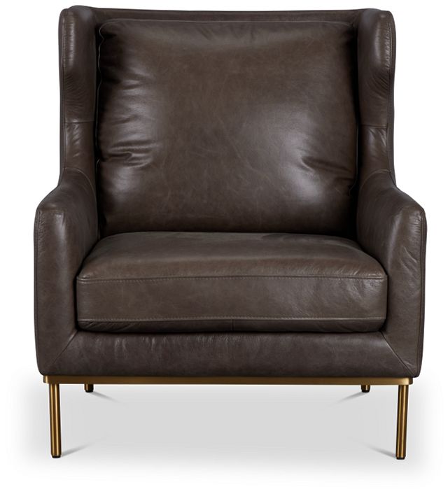 Cassian Dark Gray Leather Accent Chair