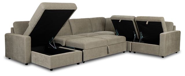 Addie Gray Fabric Medium Left Chaise Storage Sleeper Sectional