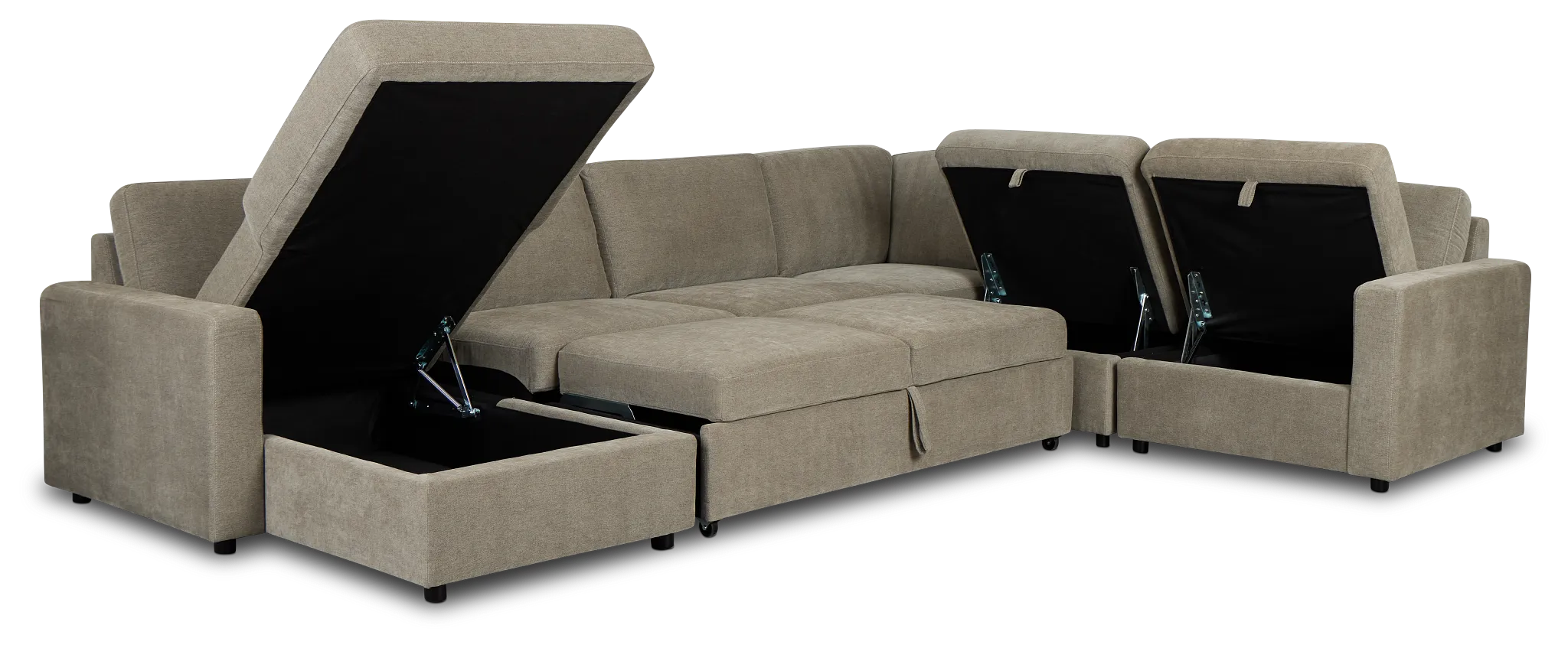 Addie Gray Fabric Medium Left Chaise Storage Sleeper Sectional