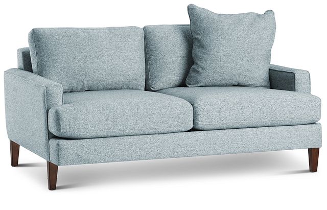 Morgan Teal Fabric Loveseat With Wood Legs (1)
