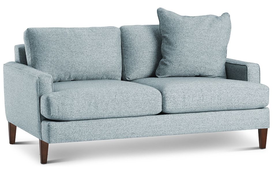 Morgan Teal Fabric Loveseat With Wood Legs