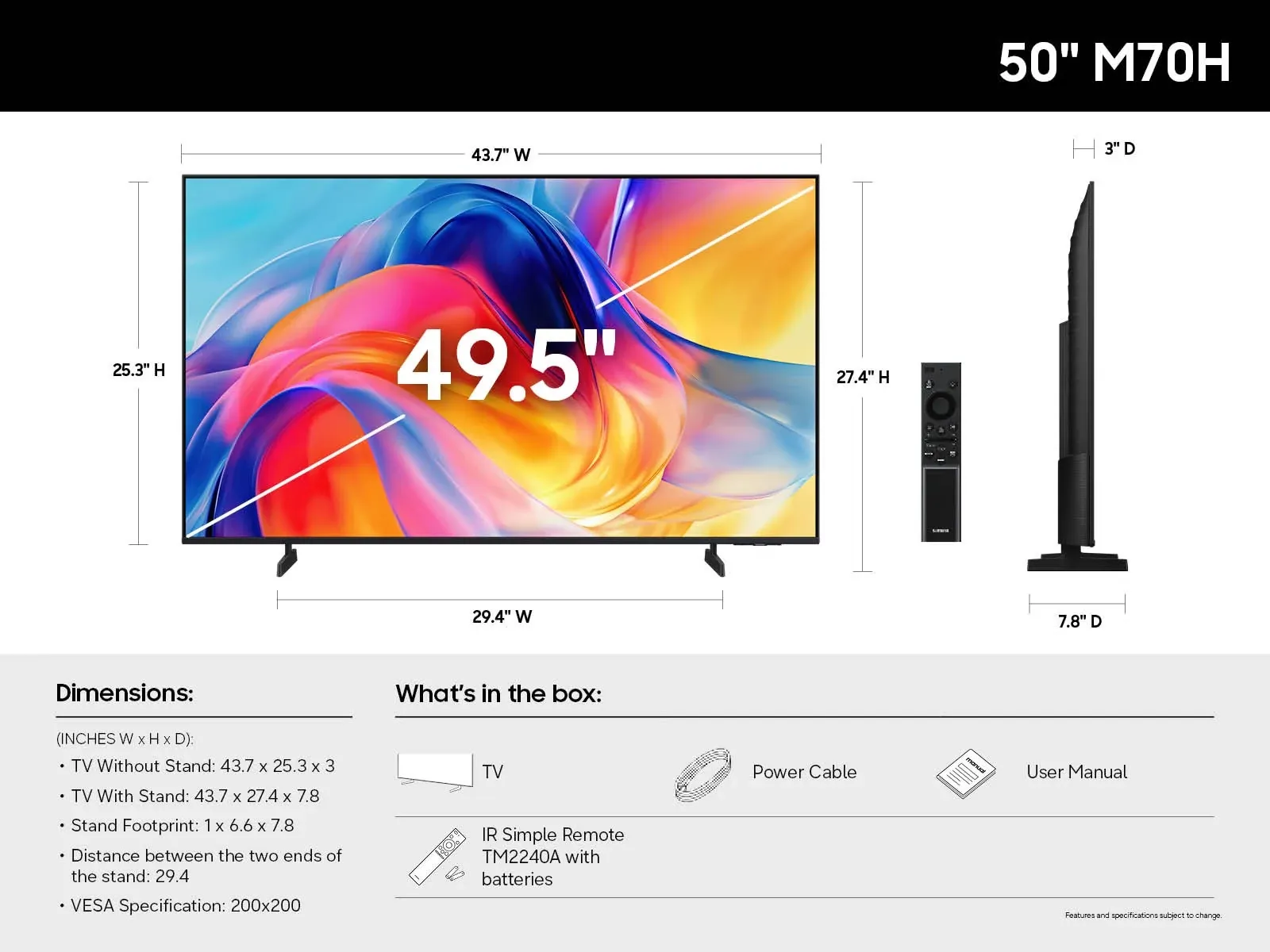 Samsung M70h Mini Led 4k 50" Vision Ai Smart Tv
