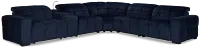 Gemma Navy Velvet Medium Triple Power Left Chaise Sectional