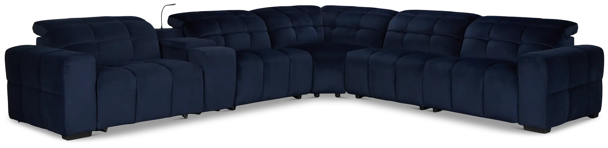 Gemma Navy Velvet Medium Triple Power Left Chaise Sectional Gemma Navy Velvet Medium Triple Power Left Chaise Sectional