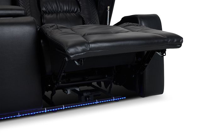 Troy Black Micro Power Reclining Console Loveseat