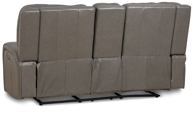 Jasper Gray Leather Power Reclining Console Loveseat
