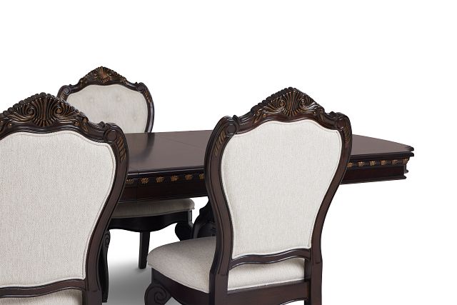 Vigo Dark Tone Rect Table & 4 Upholstered Chairs