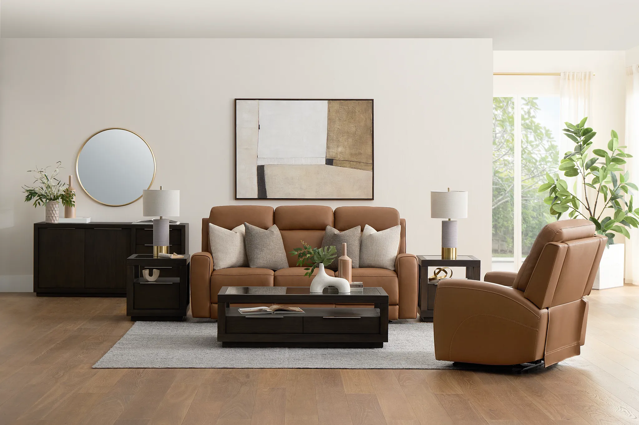 Belmont Medium Brown Lthr/vinyl Power Reclining Sofa