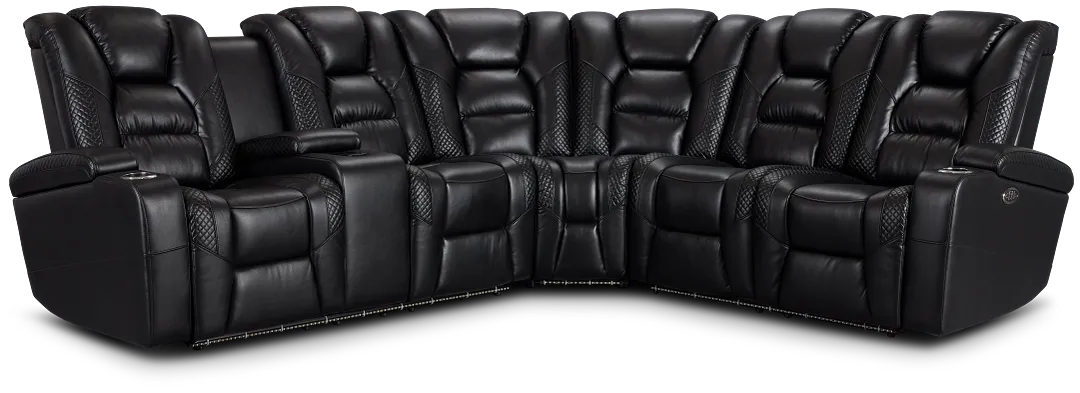 Troy Black Micro Left Console Love Reclining Sectional