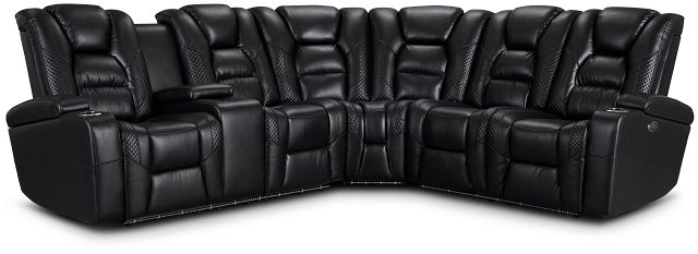 Troy Black Micro Left Console Love Reclining Sectional