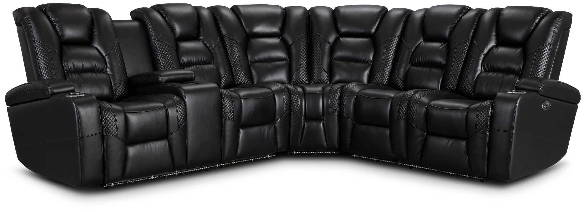 Troy Black Micro Left Console Love Reclining Sectional