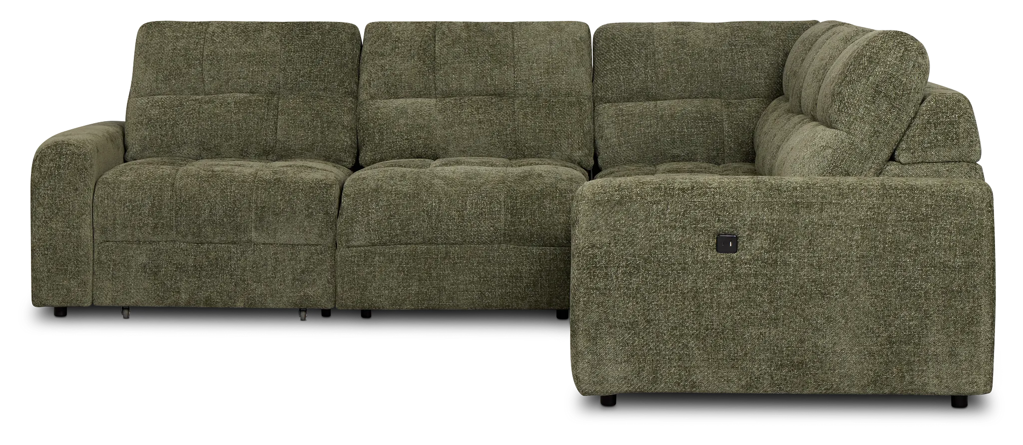 Hendrix Green Fabric Small Two Arm Power Extension Chaise Sectional