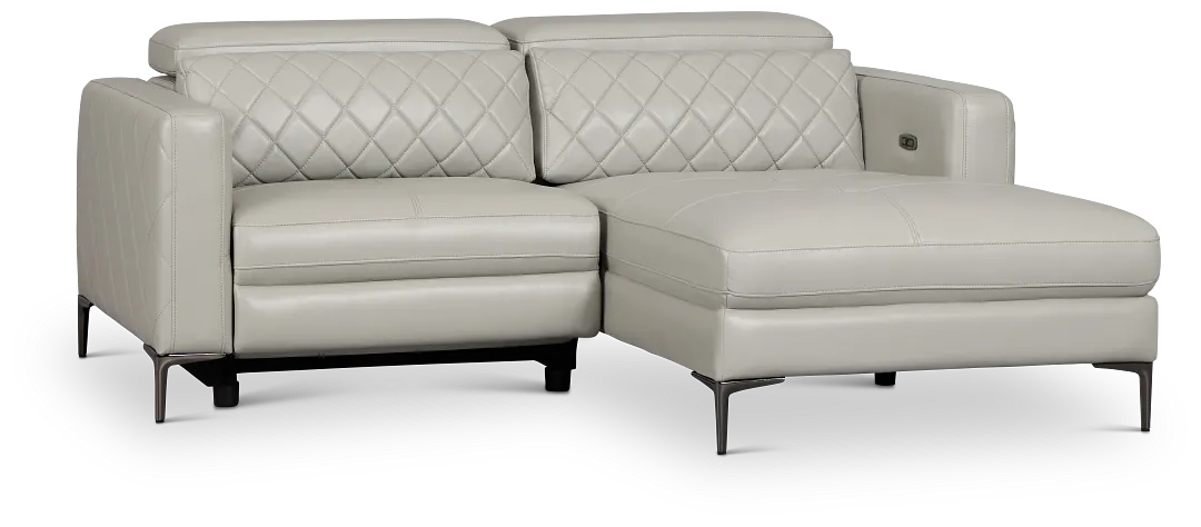 Ava Light Gray Micro Right Chaise Power Reclining Sectional