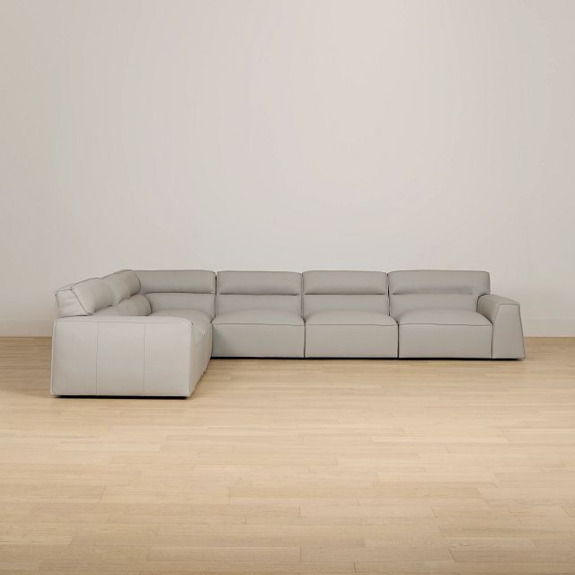 Blanca Gray Leather 6-piece Modular Sectional