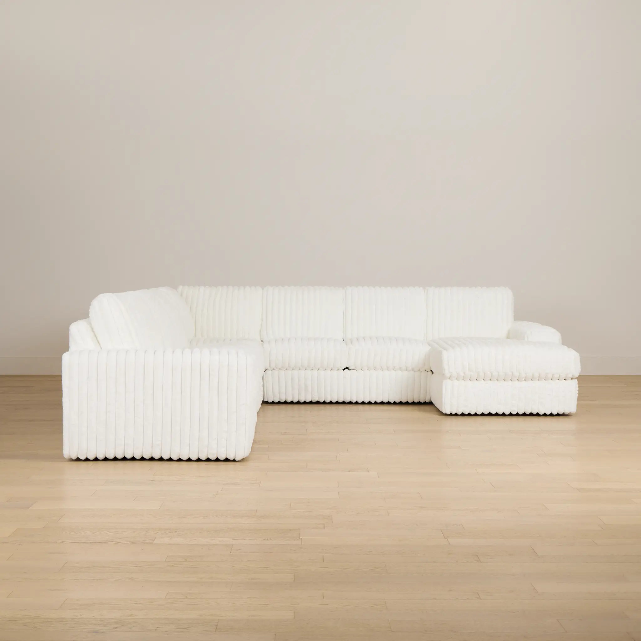 Teddy White Fabric Large Right Chaise Sectional Teddy White Fabric Large Right Chaise Sectional
