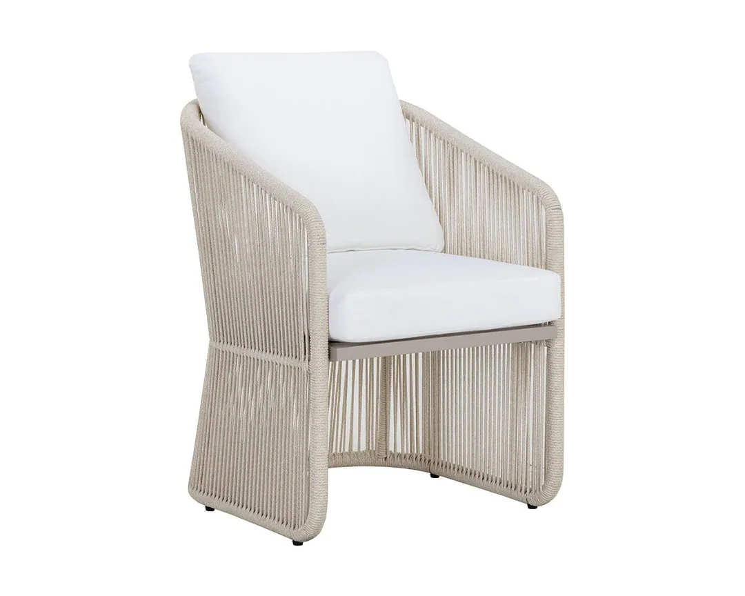 Ashe Light Beige White Cushioned Arm Chair