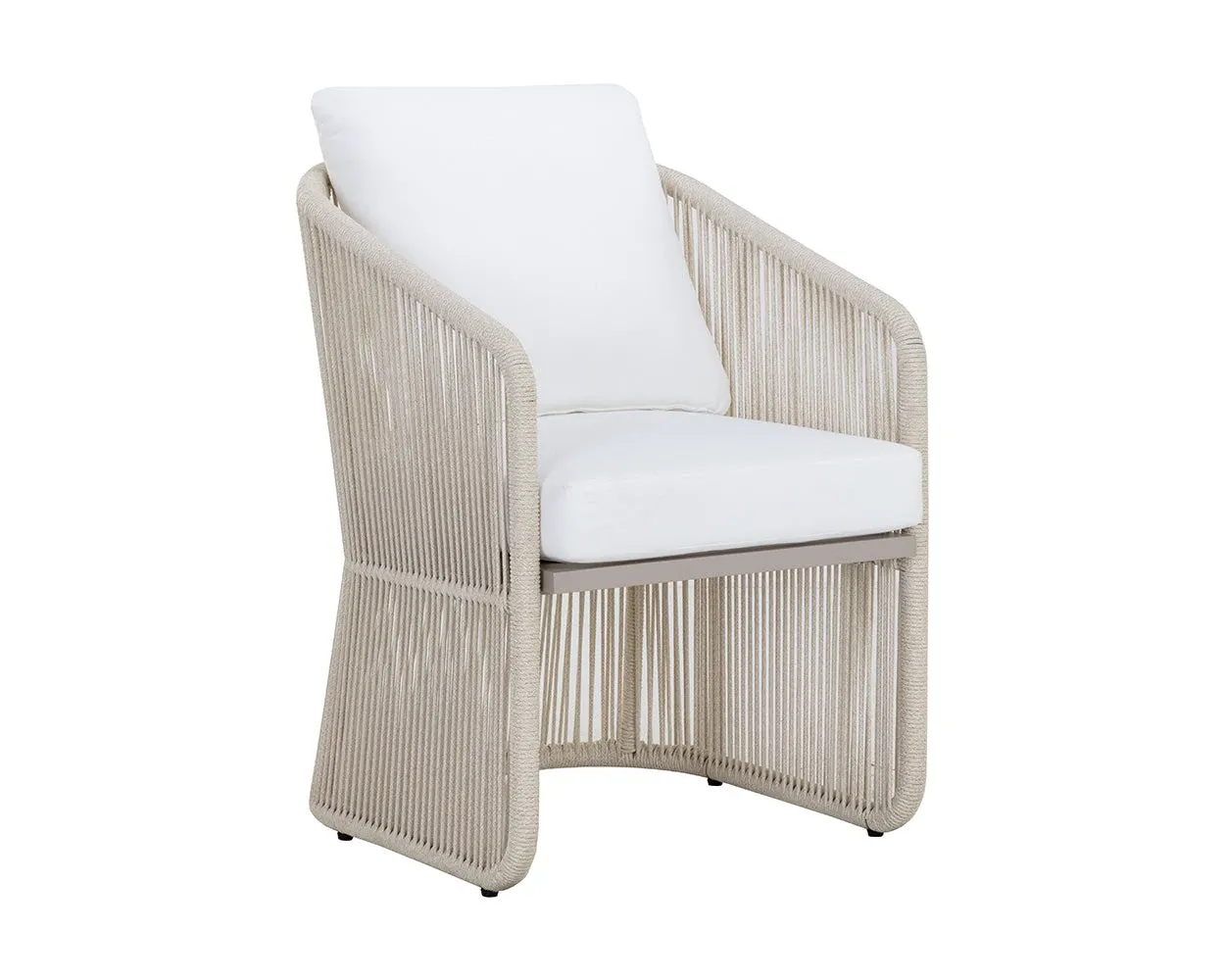 Ashe Light Beige White Cushioned Arm Chair