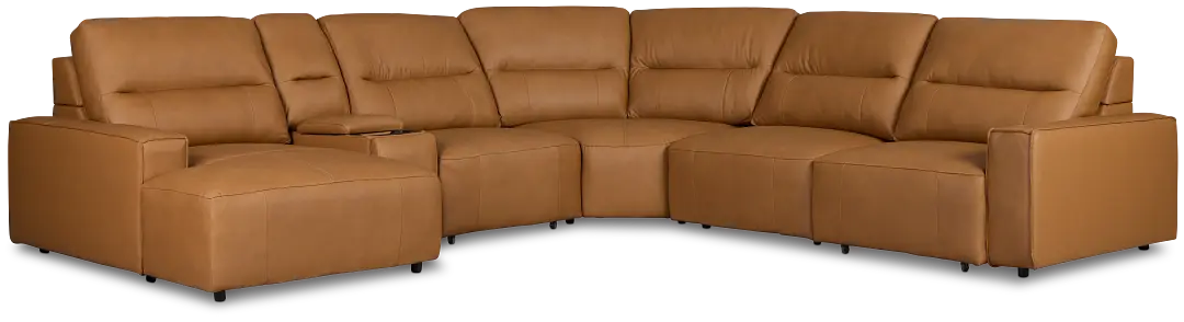 Rudy Brown Lthr/vinyl Medium Dual Power Left Extension Chaise Sectional Rudy Brown Lthr/vinyl Medium Dual Power Left Extension Chaise Sectional