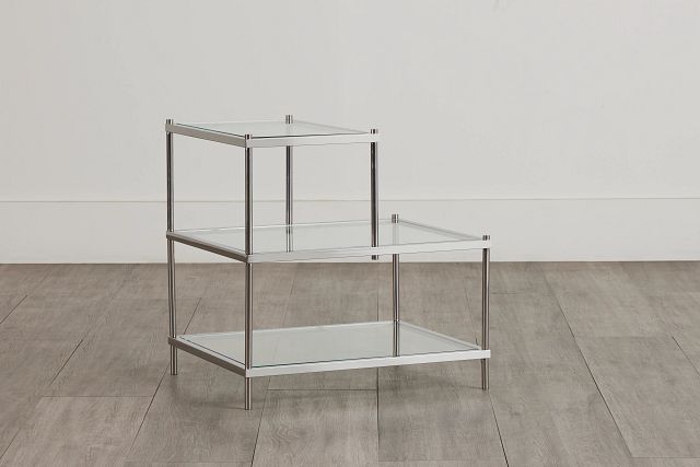 Josie Silver Glass Accent Table