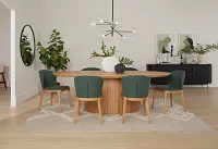Nomad Light Tone 94" Oval Table & 4 Dark Green Chairs W/ Light Tone Leg