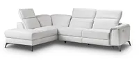Pearson White Leather Left Bumper Power Reclining Sectional
