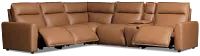 Edison Medium Brown Leather/Vinyl Medium Dual Power 2-arm Reclining Sectional