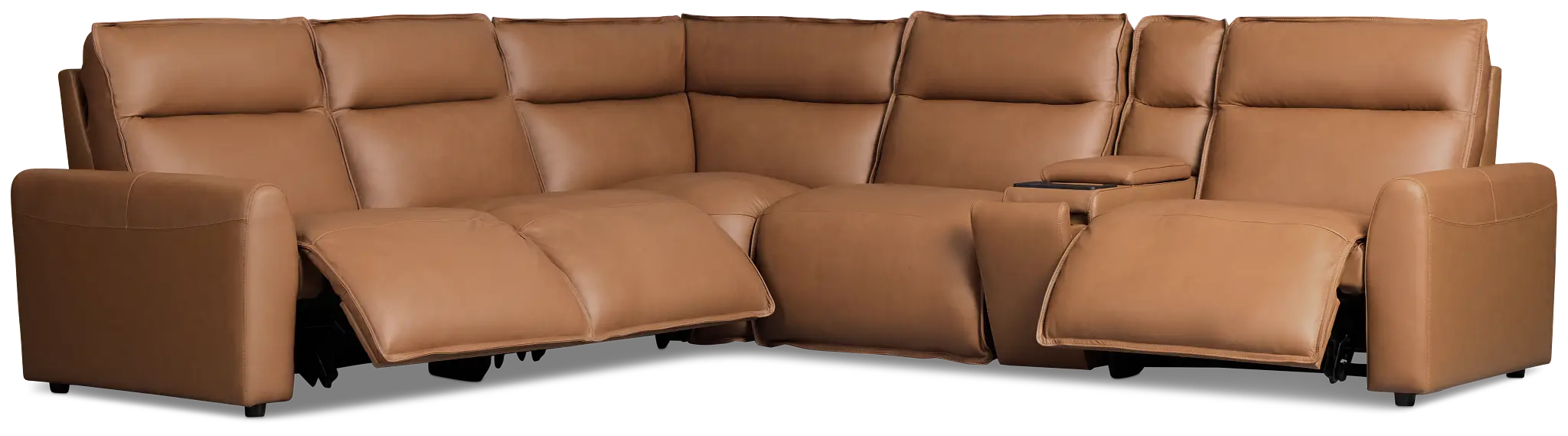 Edison Medium Brown Leather/Vinyl Medium Dual Power 2-arm Reclining Sectional Edison Medium Brown Leather/Vinyl Medium Dual Power 2-arm Reclining Sectional
