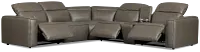 Ryland Dark Gray Lthr/vinyl Medium Triple Power 2-arm Sectional