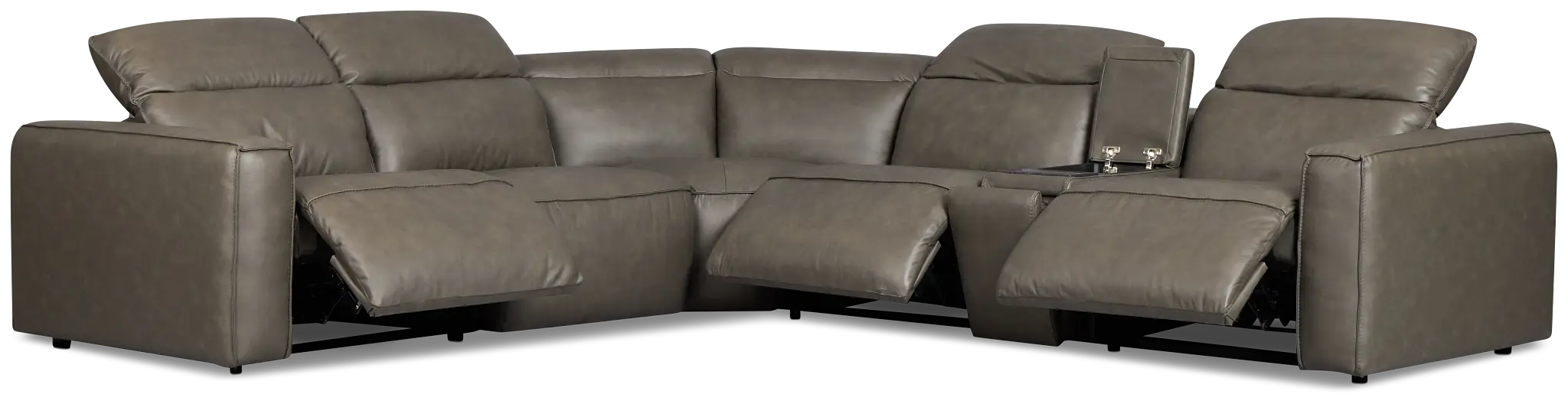 Ryland Dark Gray Lthr/vinyl Medium Triple Power 2-arm Sectional Ryland Dark Gray Lthr/vinyl Medium Triple Power 2-arm Sectional