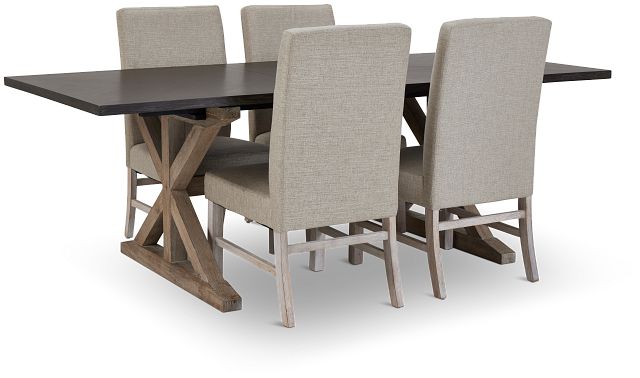 Jefferson Two-tone Table & 4 Upholstered Chairs