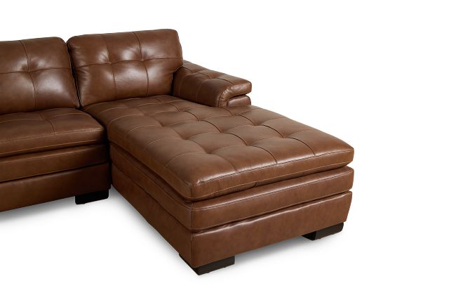 Braden Medium Brown Leather Right Chaise Sectional