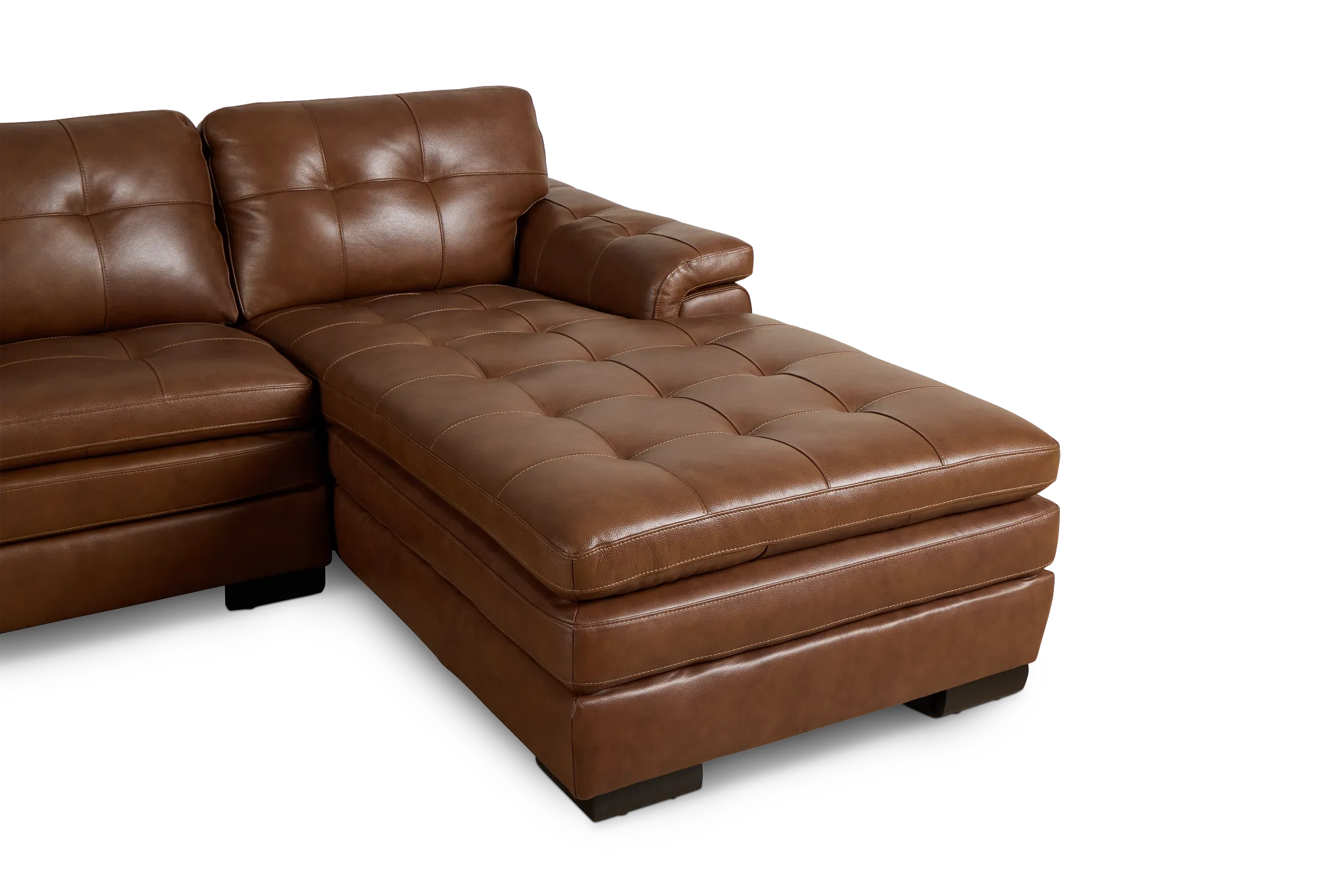 Braden Medium Brown Leather Right Chaise Sectional