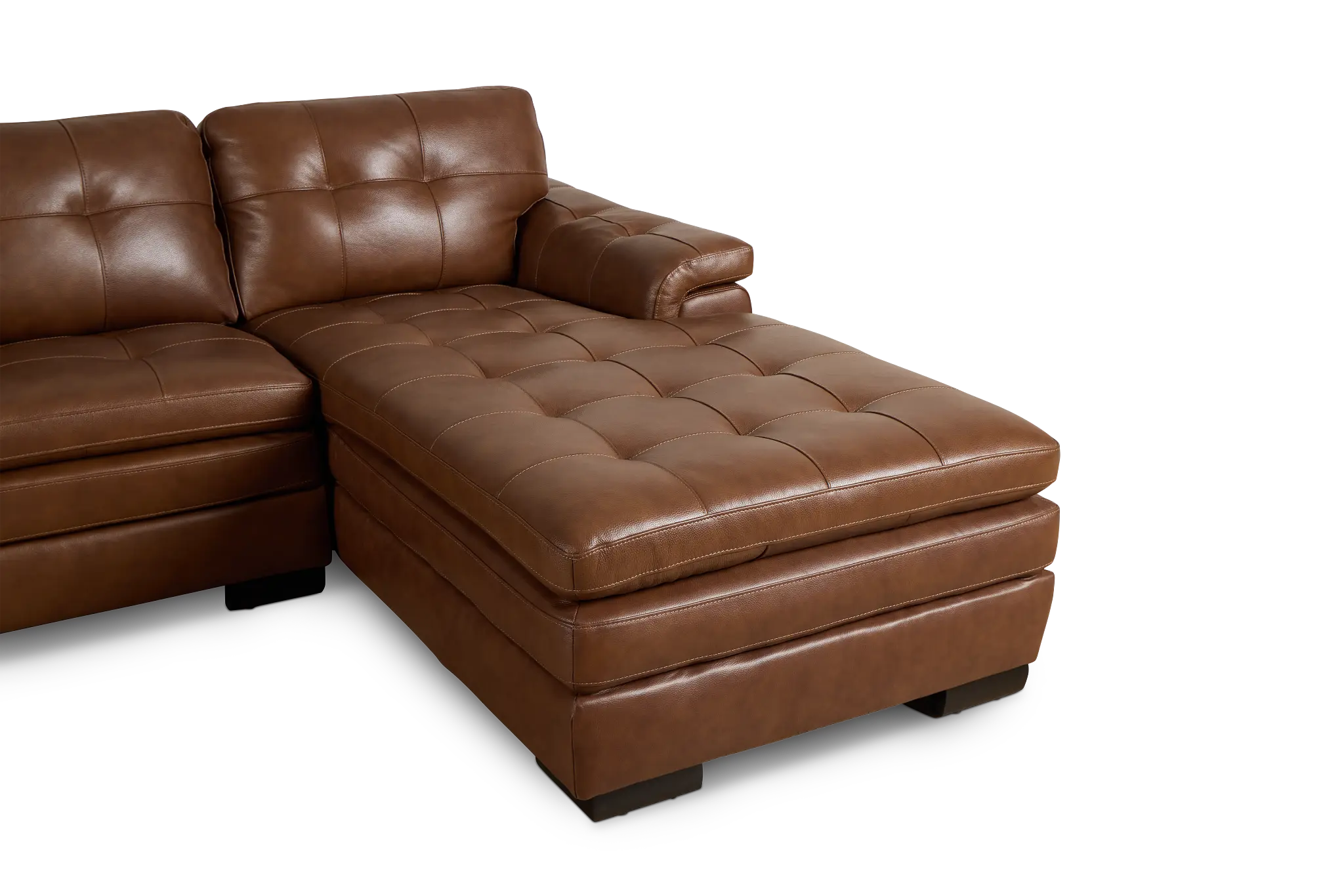 Braden Medium Brown Leather Right Chaise Sectional Braden Medium Brown Leather Right Chaise Sectional