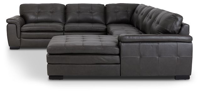 Braden Dark Gray Leather Medium Right Chaise Sectional